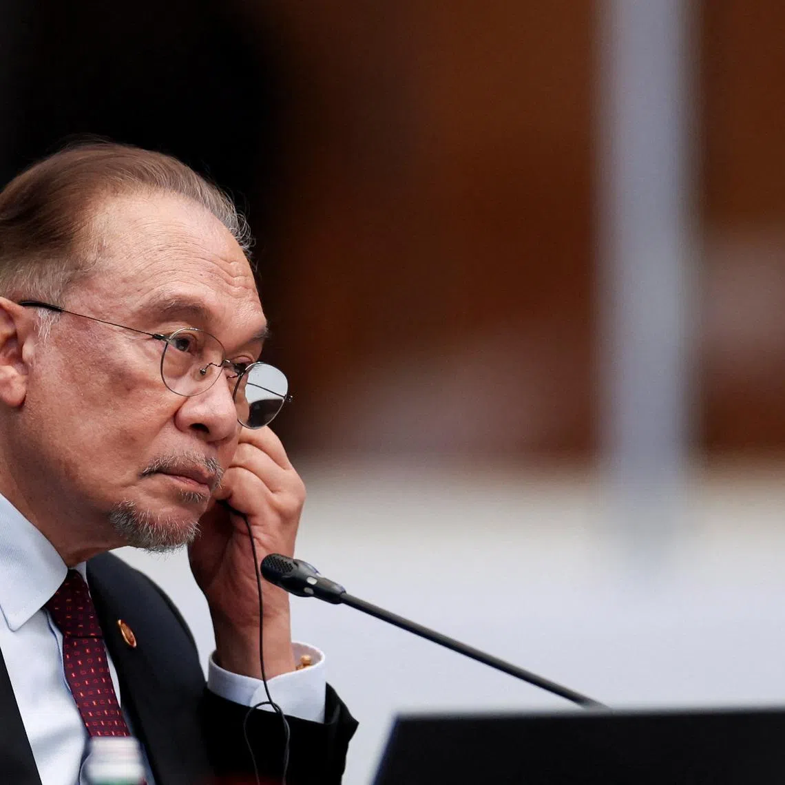 Malaysia's Prime Minister Anwar Ibrahim attends the 28th ASEAN-Japan Summit, as part of the 47th ASEAN Summit in Kuala Lumpur, Malaysia October 26, 2025. REUTERS/Chalinee Thirasupa/Pool
