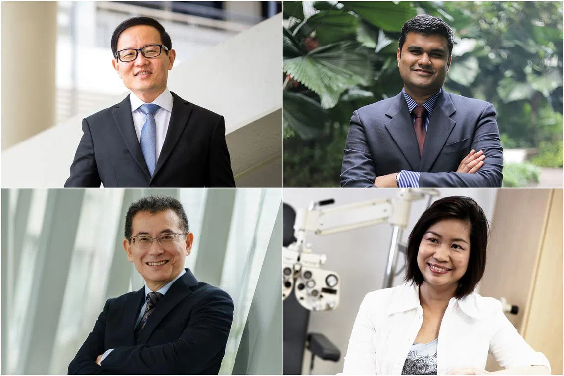 (Clockwise from top left) Professor Lim Chwee Teck, Associate Professor Nripan Mathews, Professor Saw Seang Mei, Professor Liu Jian Jun.