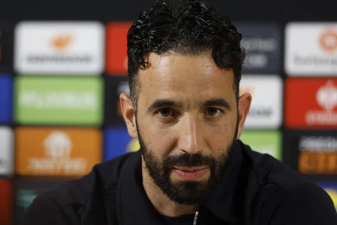 Soccer Football - Europa League - Manchester United Press Conference - San Mames, Bilbao, Spain - April 30, 2025  Manchester United manager Ruben Amorim during the press conference REUTERS/Vincent West