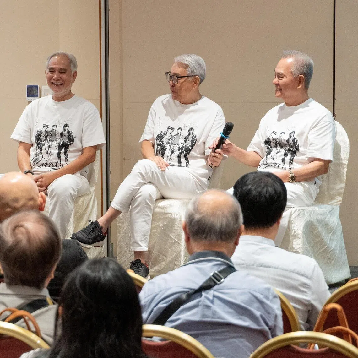 (From right) Local actors Richard Low, Chen Shucheng and Zhu Houren at an event on March 7 that was held in conjunction with Shingles Action Week 2026.