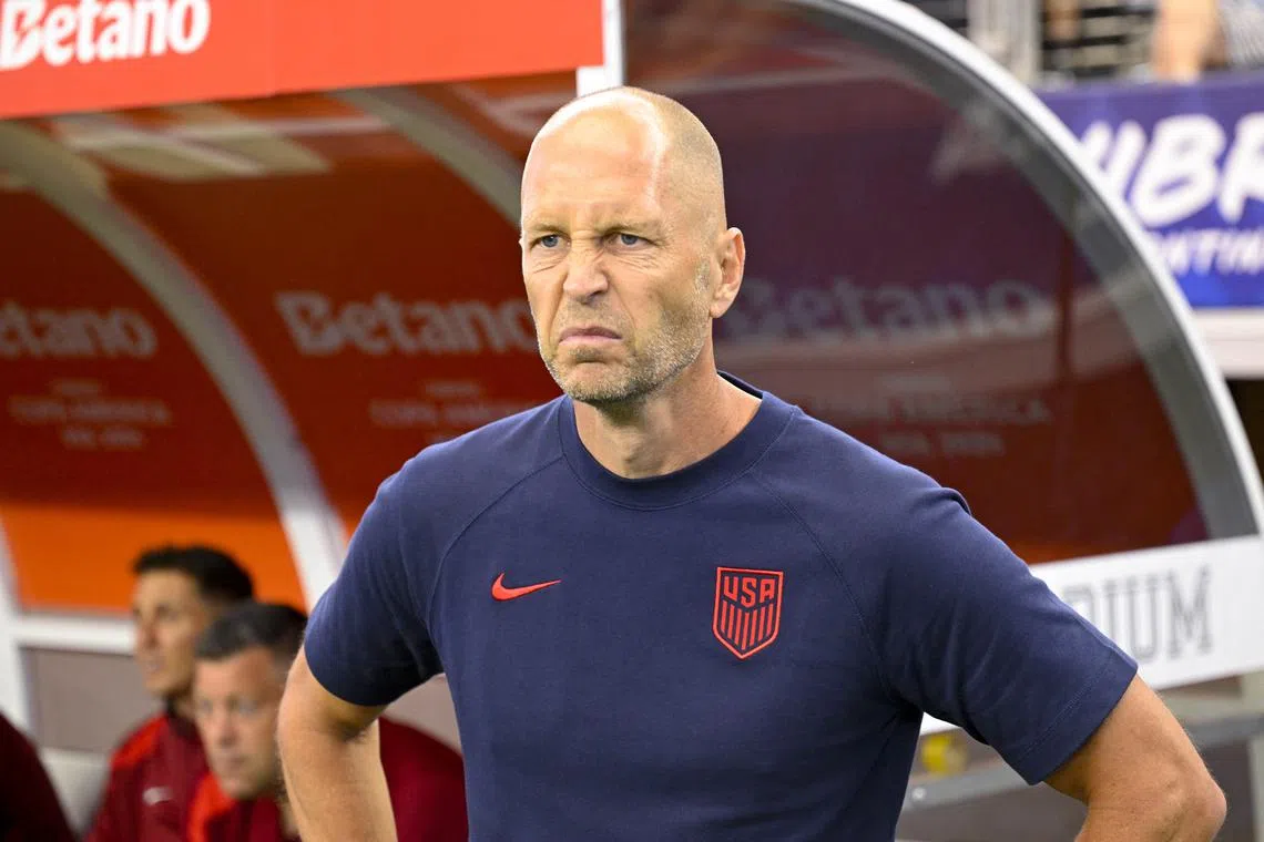 Jun 23, 2024; Arlington, TX, USA; United States head coach Gregg Berhalter looks on before the game between the United States and Bolivia in a 2024 Copa America match at AT&T Stadium. Mandatory Credit: Jerome Miron-USA TODAY Sports