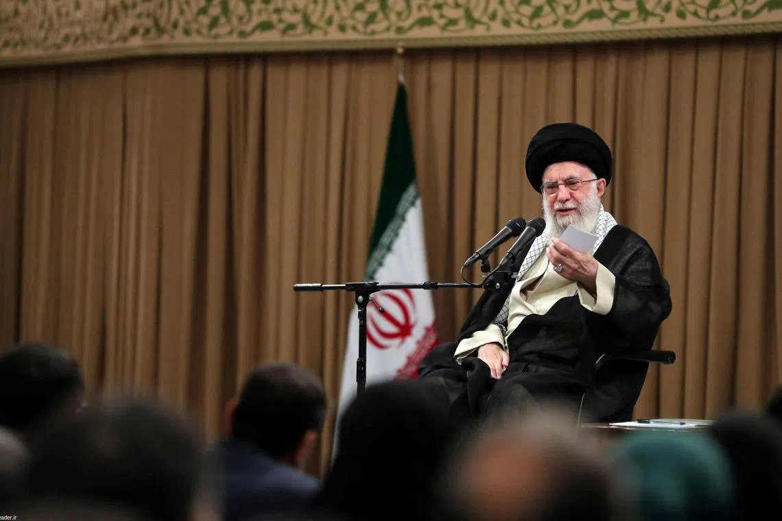FILE PHOTO: Iran's Supreme Leader Ayatollah Ali Khamenei speaks during a meeting with Iran's parliament members in Tehran, Iran, July 21, 2024. Office of the Iranian Supreme Leader/WANA (West Asia News Agency)/Handout via REUTERS/File Photo