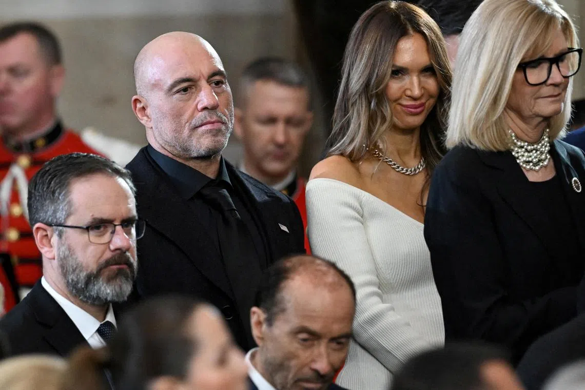 US media personality Joe Rogan (centre) standing for a benediction after President Donald Trump was sworn in as the 47th US President of the US on Jan 20. 
