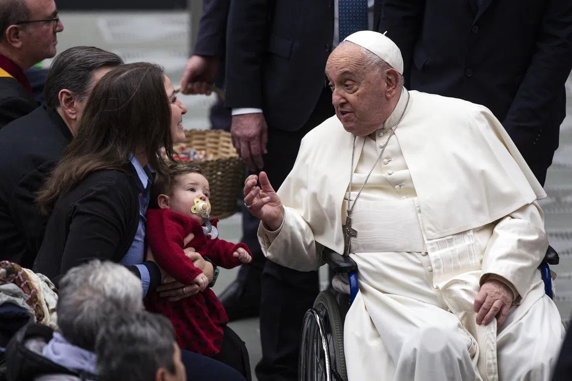 Pope Francis greeting the faithful at the  Vatican City, on Jan 11.