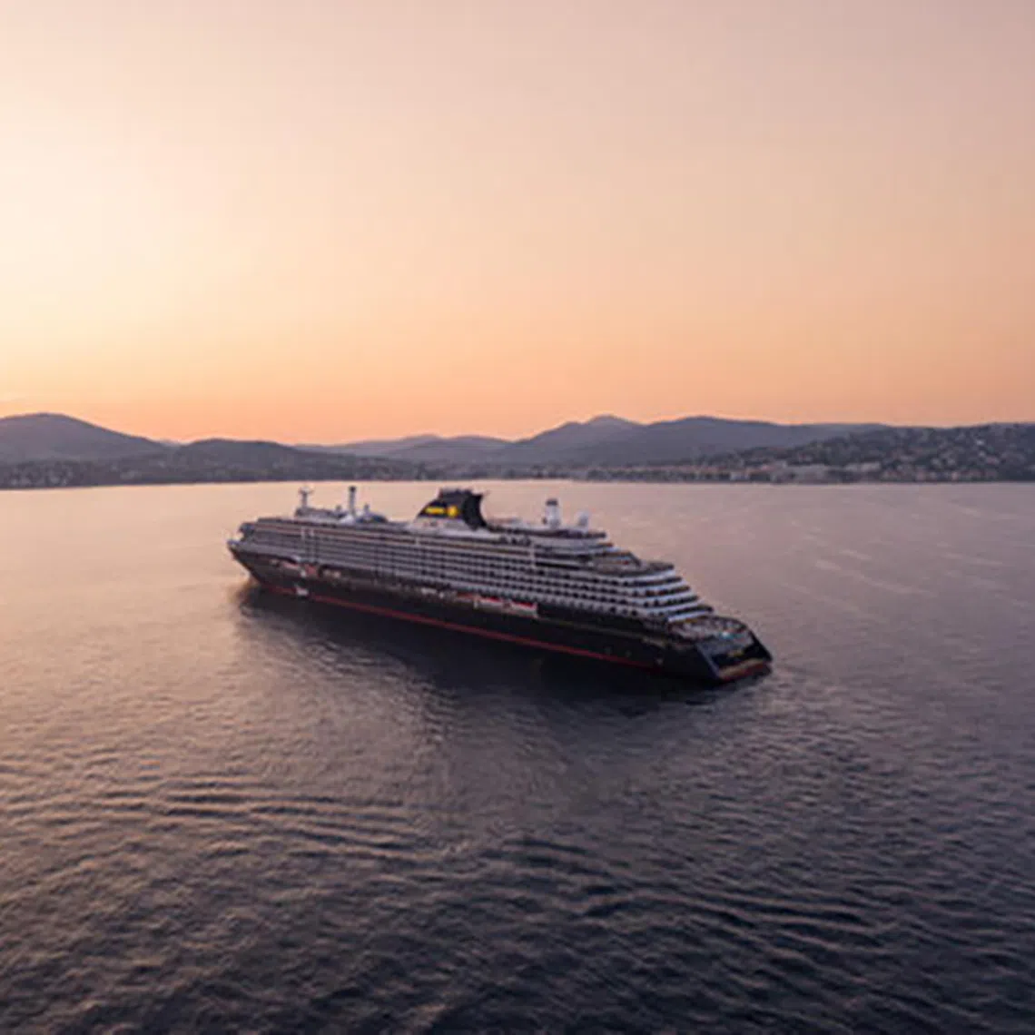 An aerial view of the Explora III, a luxury all-suite cruise ship launched by Explora Journeys in July.