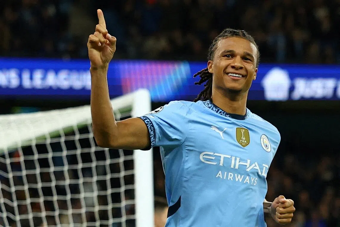 FILE PHOTO: Soccer Football - Champions League - Manchester City v Sparta Prague - Etihad Stadium, Manchester, Britain - October 23, 2024 Manchester City's Nathan Ake celebrates scoring a goal that was later disallowed REUTERS/Molly Darlington/File Photo