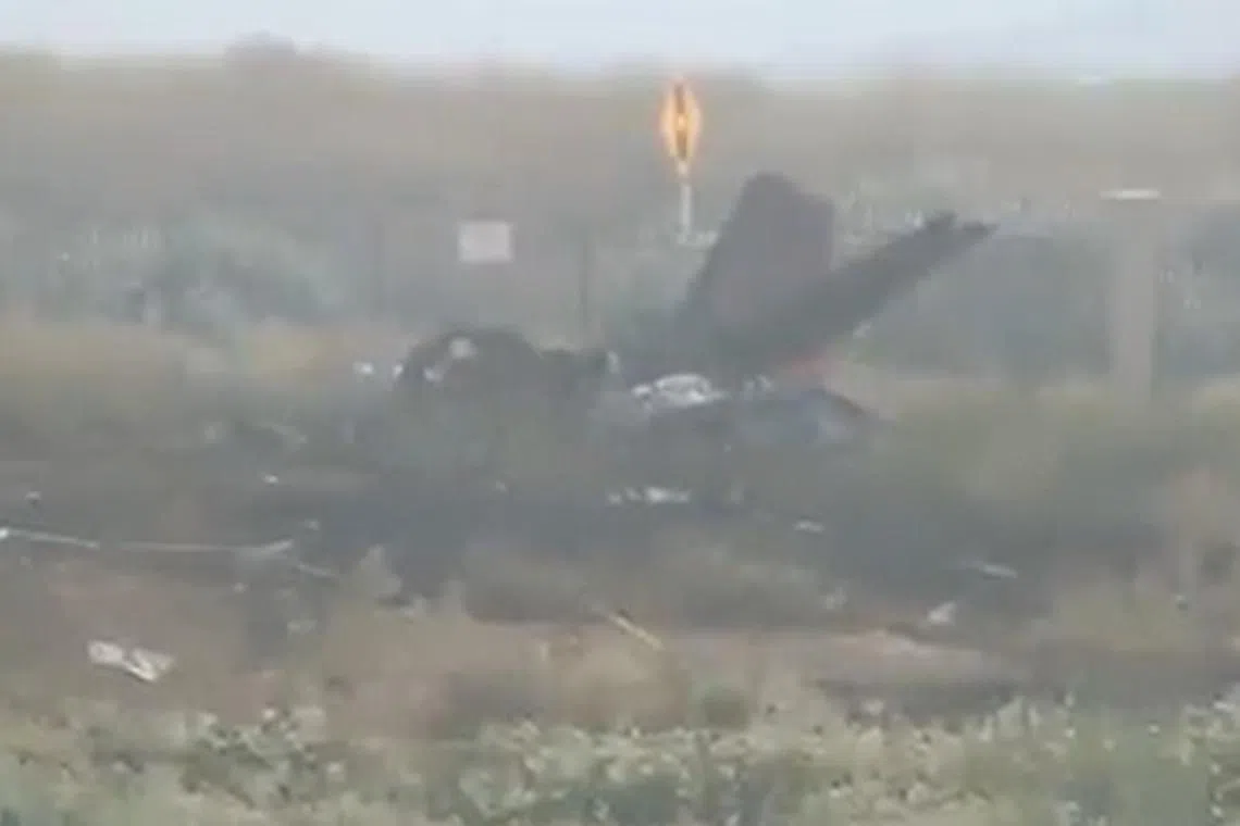 Video from local media showed burnt rubble in the shape of a small aircraft, lying in a blackened part of a field.