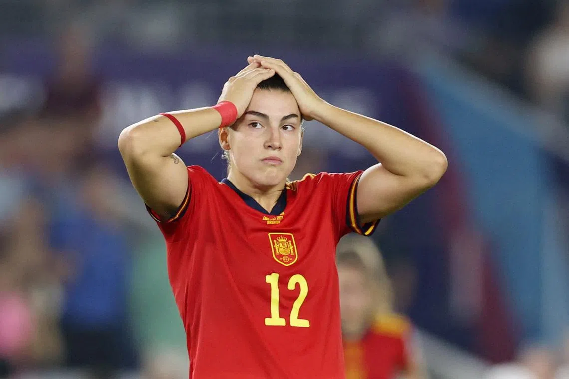 FILE PHOTO: Soccer Football - Women's Euro 2022 - Quarter Final - England v Spain - The American Express Community Stadium, Brighton, Britain - July 20, 2022 Spain's Patri Guijarro looks dejected after the match REUTERS/Bernadett Szabo/File Photo