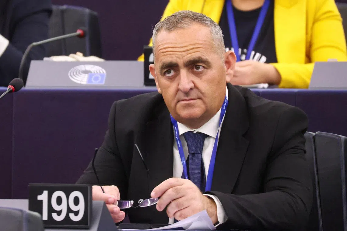 FILE PHOTO: Fredi Beleri, member of the European Parliament, attends the first plenary session of the newly-elected European Parliament in Strasbourg, France, July 16, 2024. REUTERS/Johanna Geron/File Photo