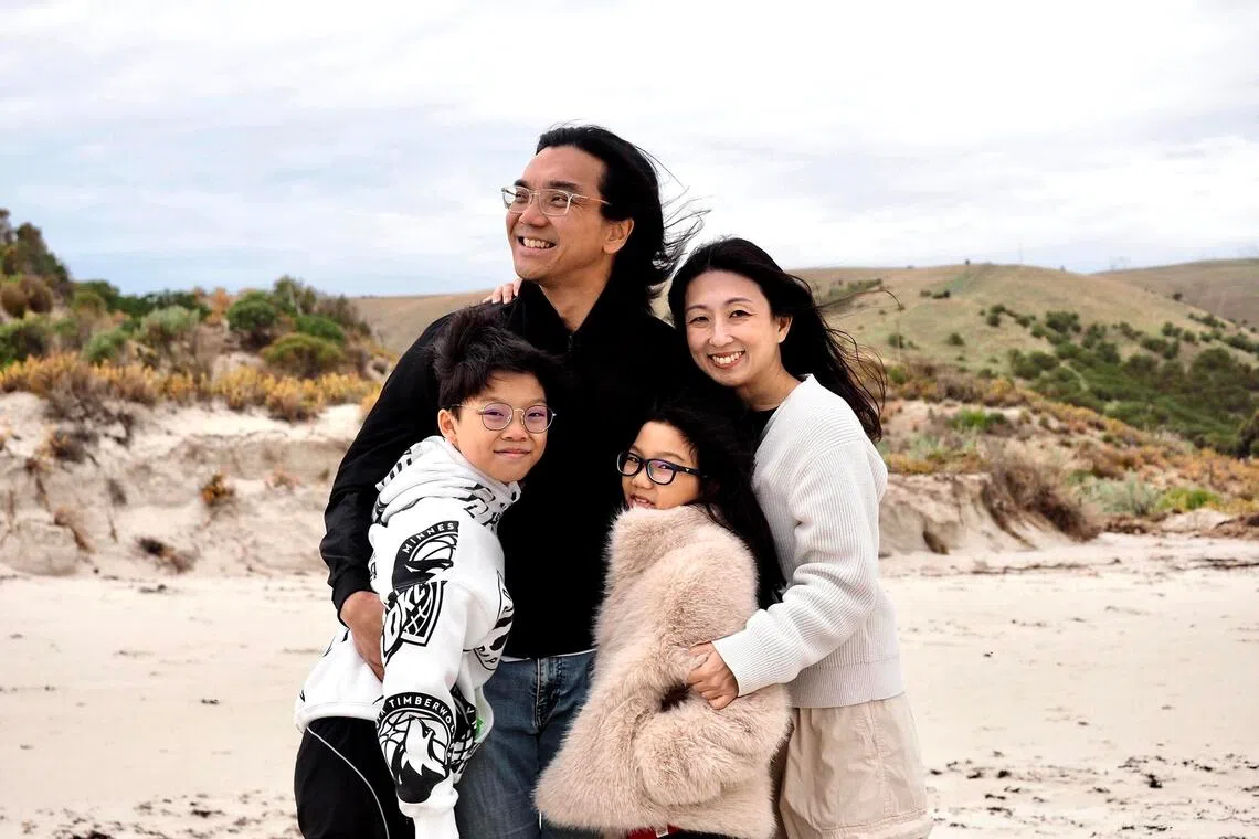 Mother of two Liang May, with her husband, Meyer Yang, son, Ewan Yang, and daughter, Jing Faye Yang, in Australia during the June 2025 school holidays.