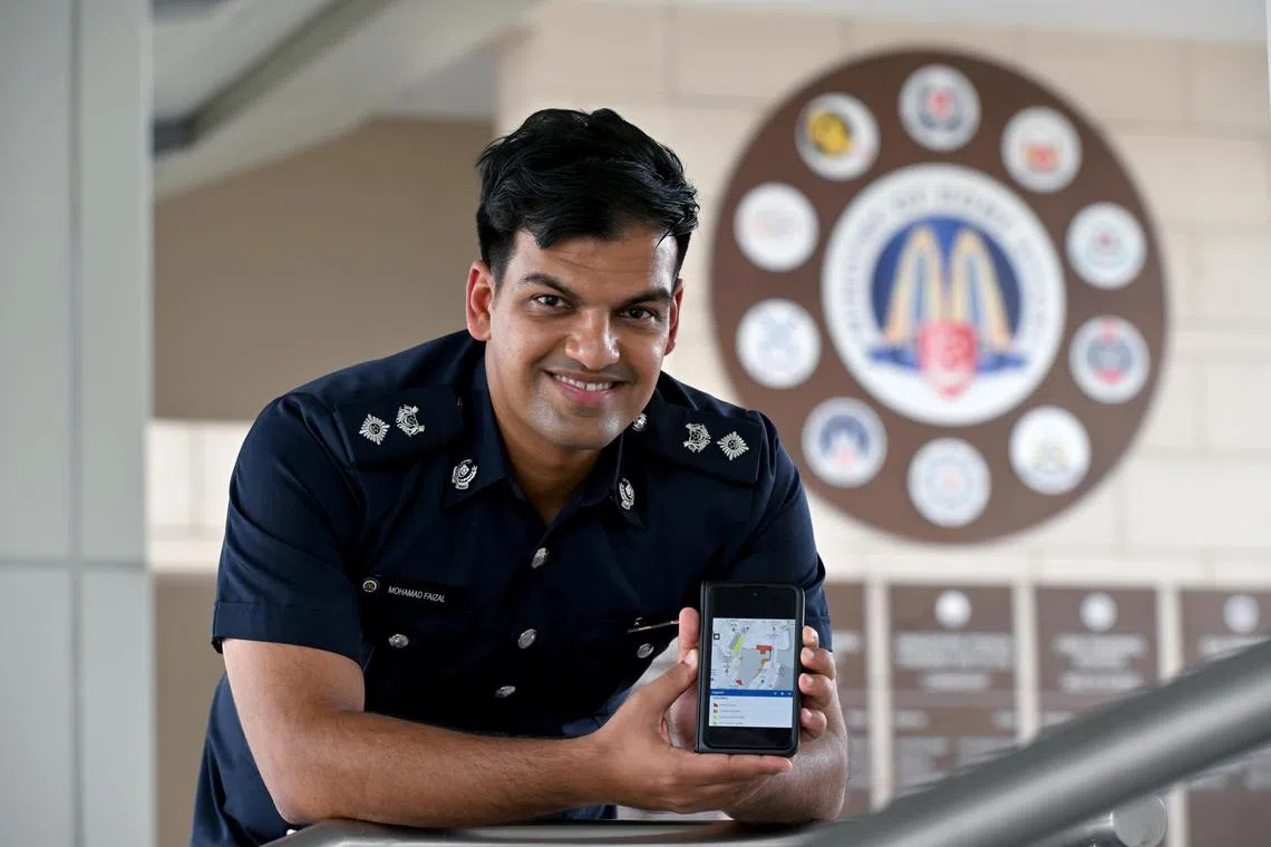 Deputy Superintendent of Police Mohamad Faizal with the 'Crowd@MarinaBay' online map which he and his team developed.
