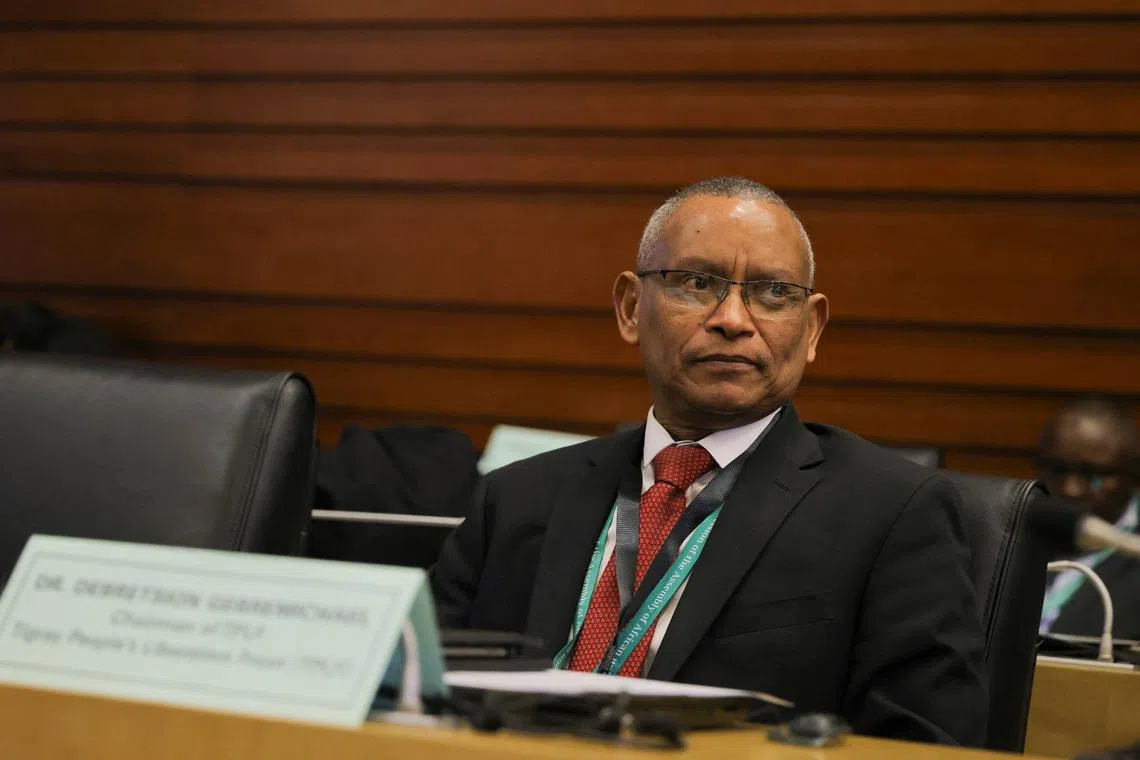 Chairman of Tigray People's Liberation Front (TPLF), Debretsion Gebremichael, attends the launch of the report on the Pretoria peace agreement during the 38th Ordinary Session of the Assembly of the Heads of State and Government of the African Union (AU) at the headquarters in Addis Ababa, Ethiopia, February 16, 2025. REUTERS/Tiksa Negeri