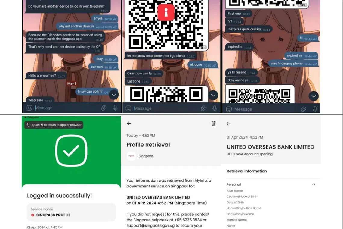 Scammers have used the victims' Singpass details to open bank accounts. 