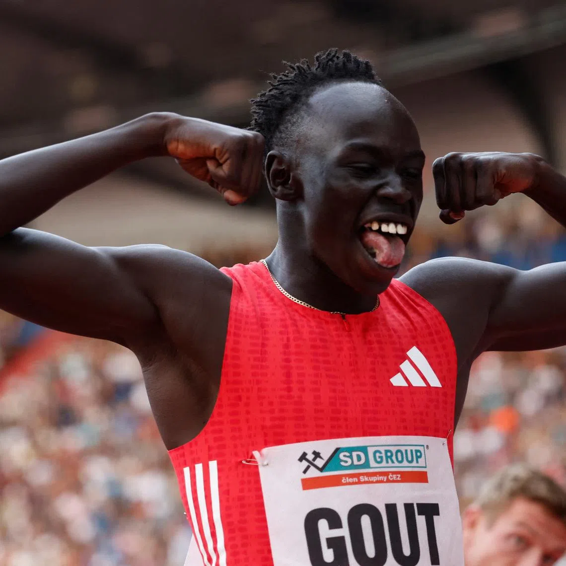Athletics - Ostrava Golden Spike Meeting - Mestsky Stadion, Ostrava, Czech Republic - June 24, 2025 Australia's Gout Gout celebrates winning the men's 200m REUTERS/David W Cerny