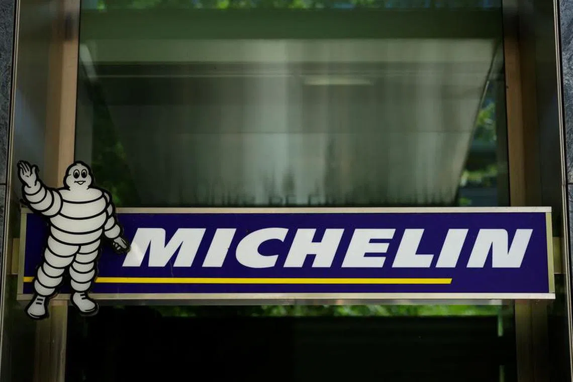 FILE PHOTO: The logo of French tyre maker Michelin is seen at a company building in Boulogne-Billancourt, near Paris, France, August 6, 2022. REUTERS/Sarah Meyssonnier/File Photo