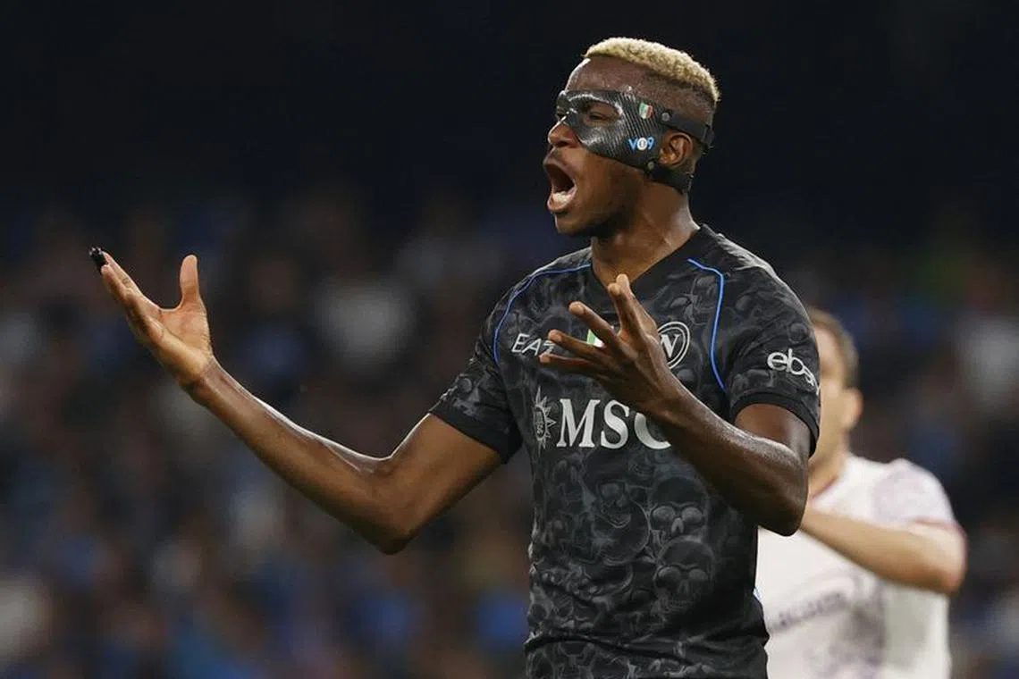 Soccer Football - Serie A - Napoli v Fiorentina - Stadio Diego Armando Maradona, Naples, Italy - October 8, 2023 Napoli's Victor Osimhen reacts REUTERS/Ciro De Luca/File Photo