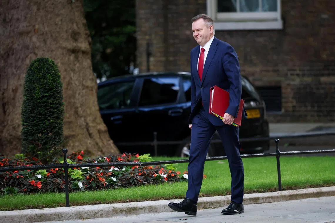British Paymaster General and Minister for the Cabinet Office Nick Thomas-Symonds walks towards 10 Downing Street, on the day of a cabinet meeting, in London, Britain, June 9, 2026. REUTERS/Isabel Infantes