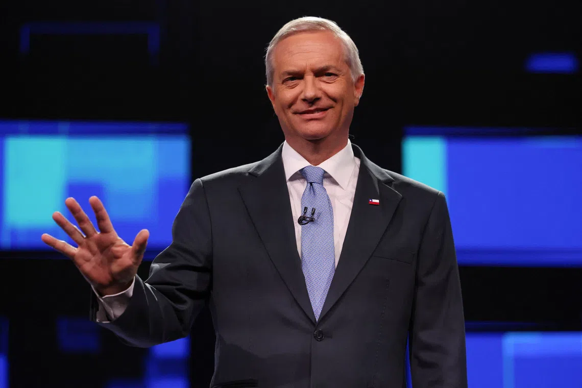 Chilean presidential candidate Jose Antonio Kast of the far-right Republican Party, looks on as he attends the last televised debate before the December 14 presidential runoff, in Santiago, Chile, December 9, 2025. REUTERS/Pablo Sanhueza