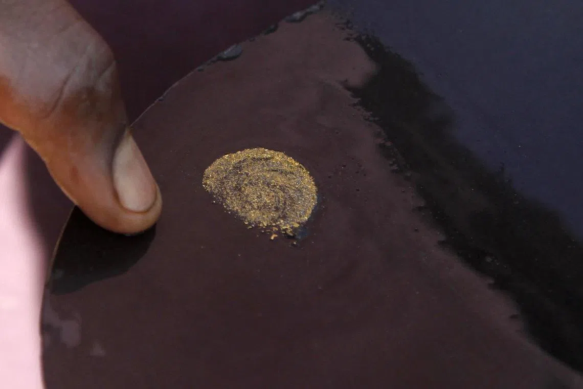 FILE PHOTO: A prospector sorts gold particles found at gold mine in Walungu territory of South Kivu, Democratic Republic of the Congo, May 10, 2014. REUTERS/Kenny Katombe/File Photo