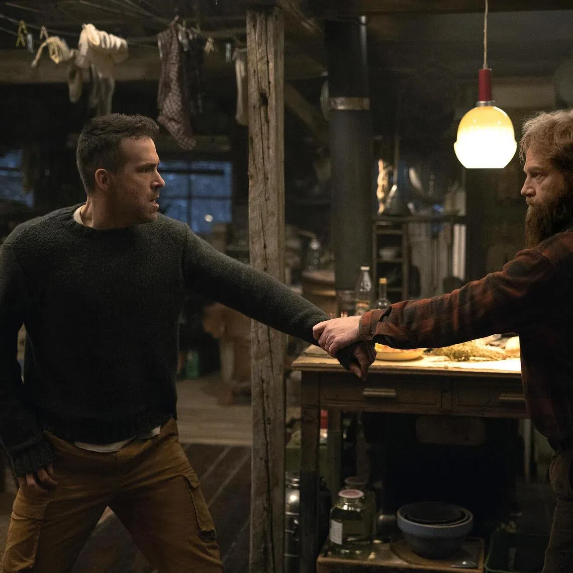 mayday09 - 112: Ryan Reynolds (left) and Kenneth Branagh in Mayday.

source/copyright: Apple TV
free  for publicity use