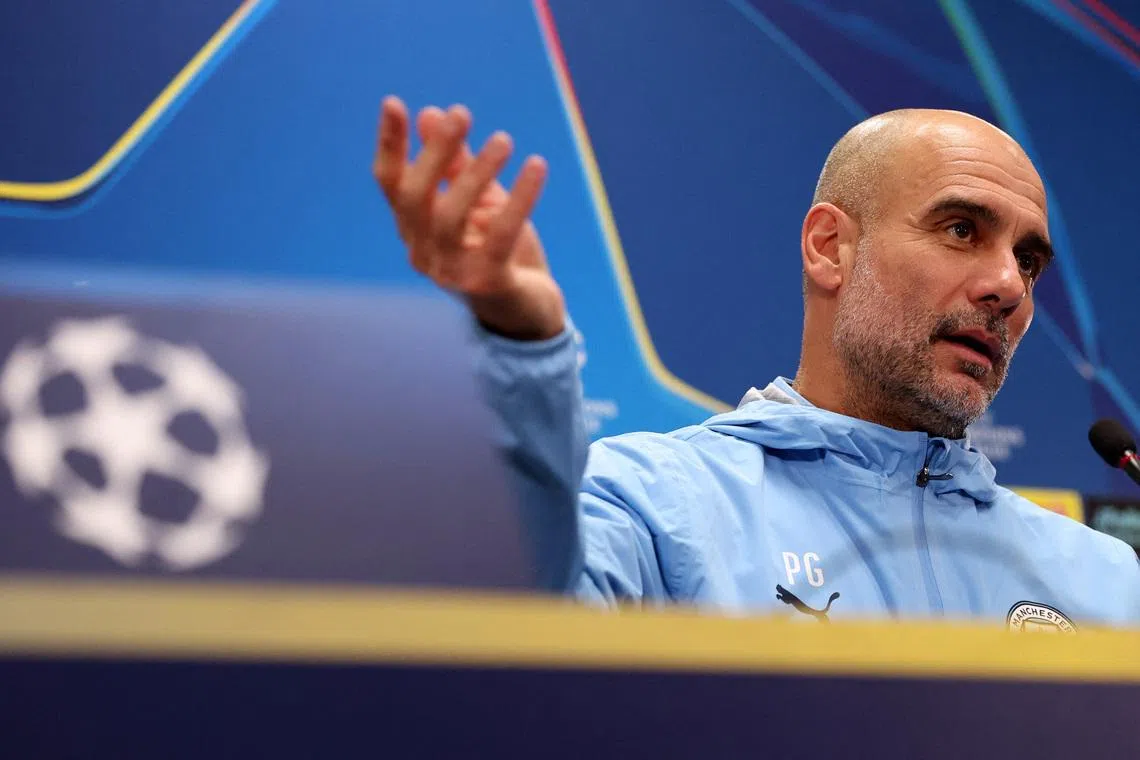 Soccer Football - UEFA Champions League - Manchester City Press Conference - Aspmyra Stadion, Bodo, Norway - January 19, 2026 Manchester City manager Pep Guardiola during the press conference Action Images via Reuters/Andrew Boyers