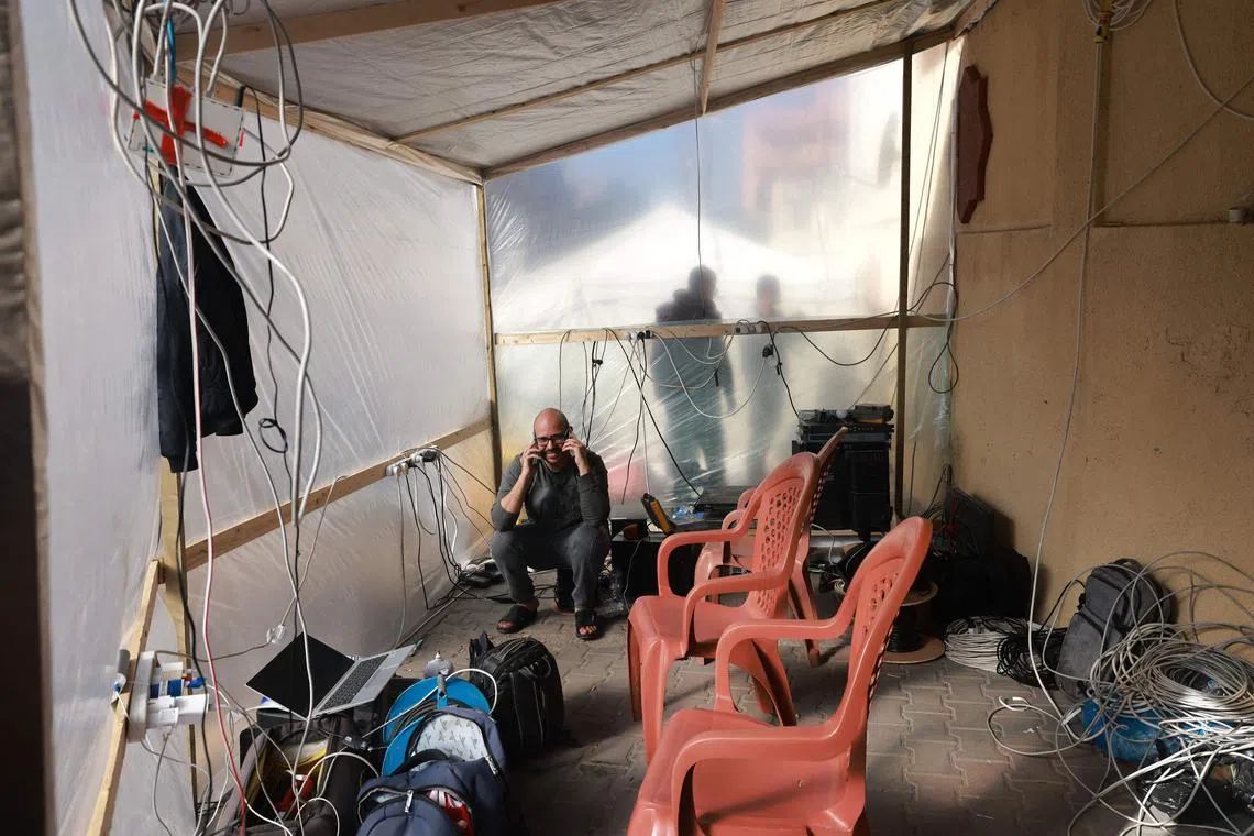 A mobile phone store owner said his main customers are journalists who use eSIMs to provide the outside world with an accurate account of the situation in Gaza.