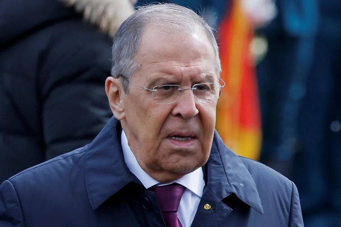 FILE PHOTO: Russia's Foreign Minister Sergei Lavrov attends a military parade on Victory Day, which marks the 79th anniversary of the victory over Nazi Germany in World War Two, in Red Square in Moscow, Russia, May 9, 2024. REUTERS/Maxim Shemetov/File Photo