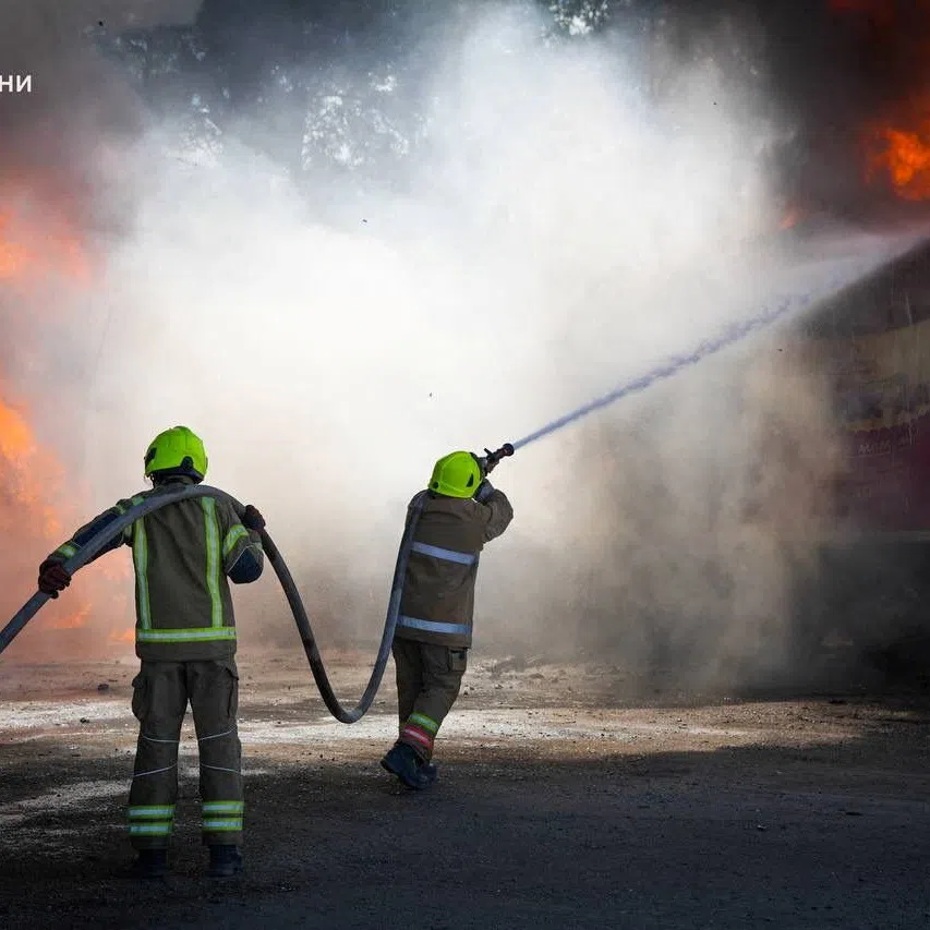 Firefighters at a site after Russia attacked energy infrastructure facilities in Odesa, according to Ukraine’s energy ministry.
