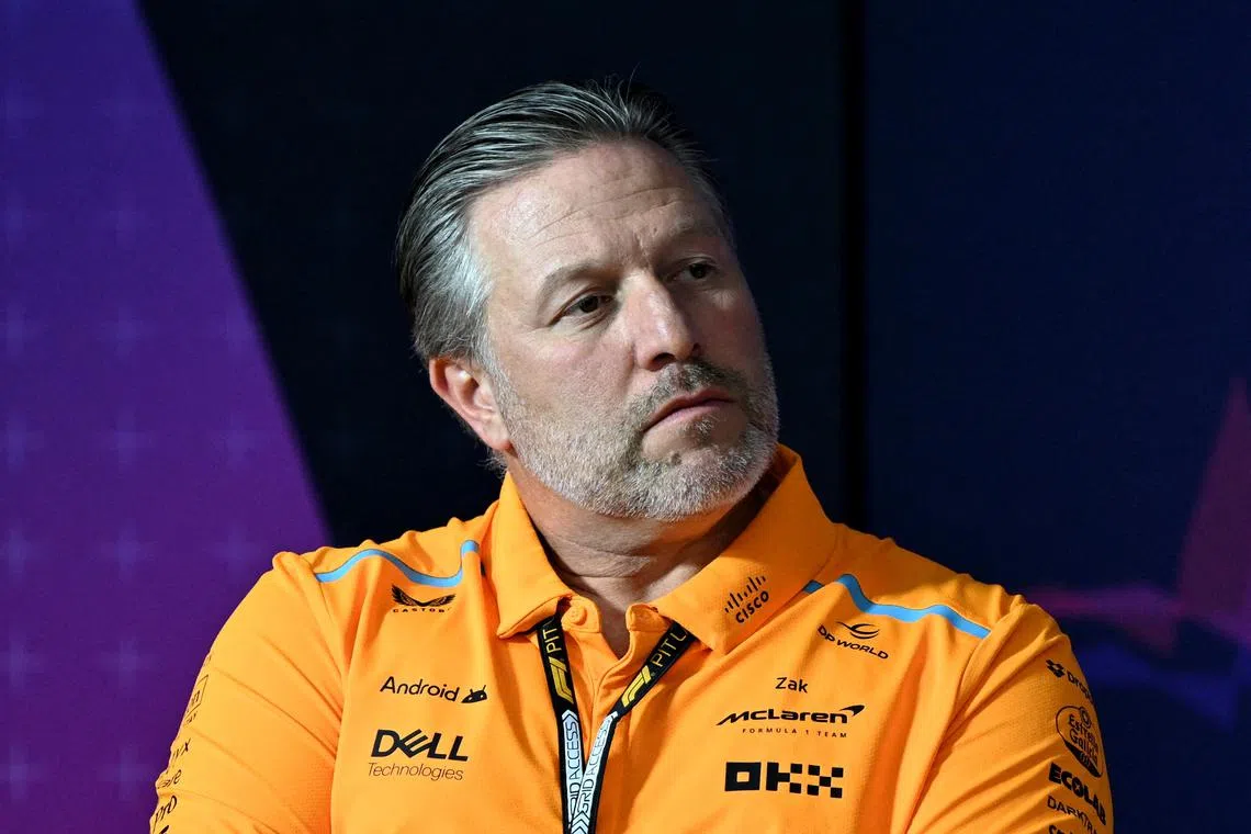 Formula One F1 - Australian Grand Prix - Melbourne Grand Prix Circuit, Melbourne, Australia - March 22, 2024 McLaren chief executive officer Zak Brown during a press conference REUTERS/Jaimi Joy
