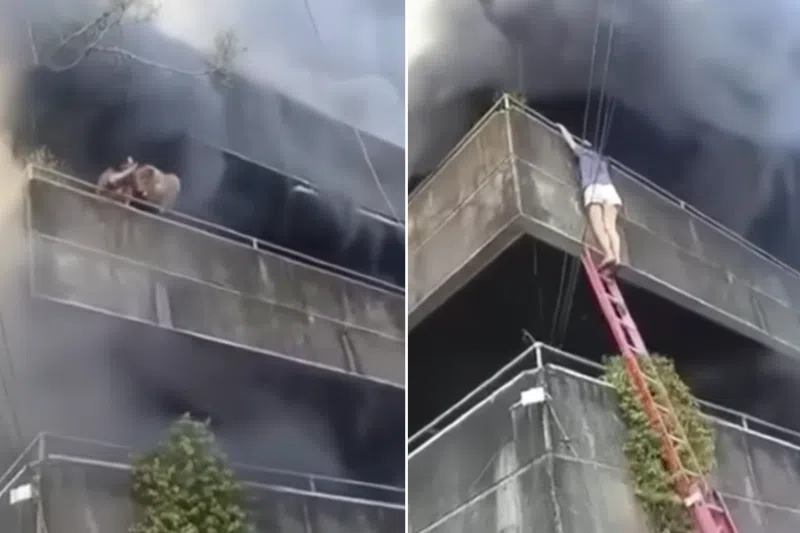 Filipino fur-mum hailed as hero after tossing pet dogs to safety in fiery third-floor rescue