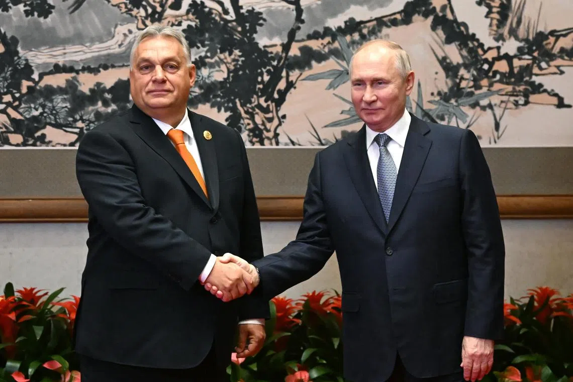 Hungarian Prime Minister Viktor Orban (left) and Russian President Vladimir Putin met in Beijing, for the first time since Moscow invaded Ukraine.