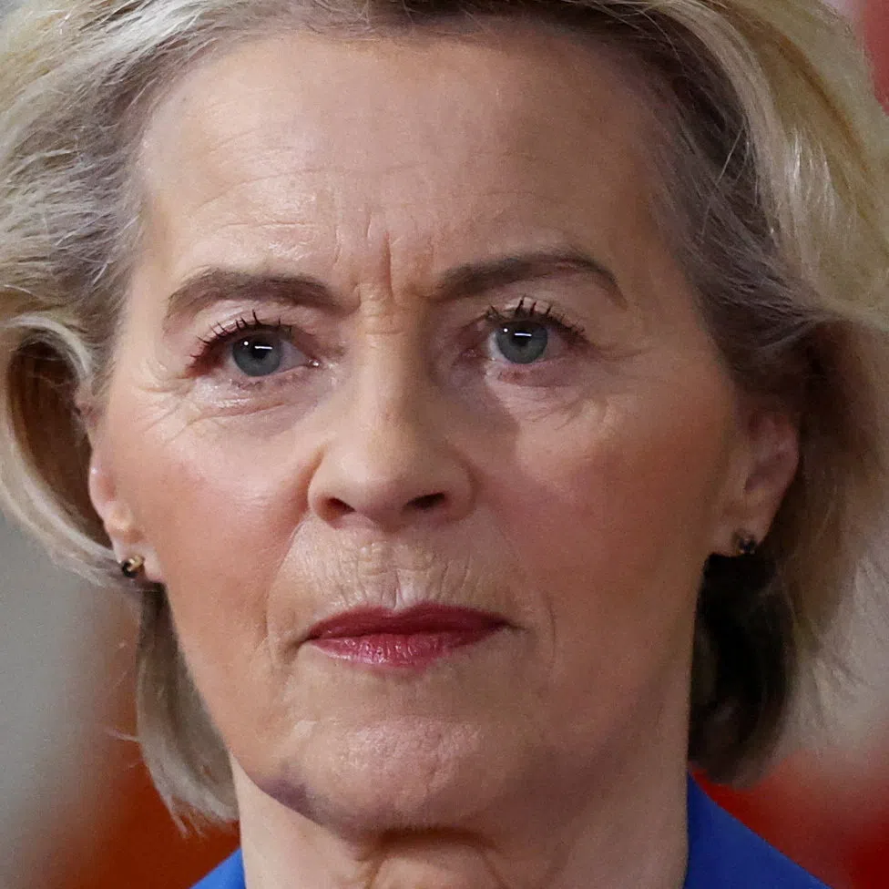 European Commission President Ursula von der Leyen looks on as she arrives at a European Union leaders' summit in Brussels, Belgium, December 18, 2025. REUTERS/Yves Herman