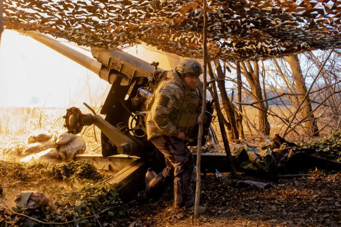 A Russian artillery position fires in the Kursk region of Russia.