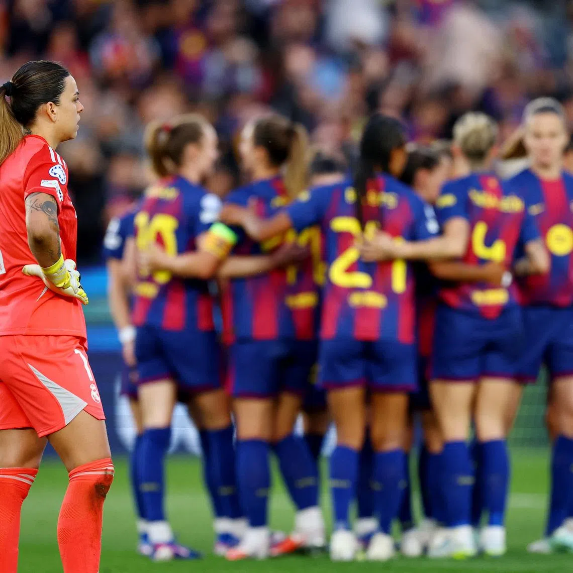 Soccer Football - UEFA Women's Champions League - Quarter Finals - Second Leg - FC Barcelona v Real Madrid - Spotify Camp Nou, Barcelona, Spain - April 2, 2026 Real Madrid's Misa Rodriguez looks dejected after FC Barcelona's Caroline Graham Hansen scores their fifth goal REUTERS/Albert Gea