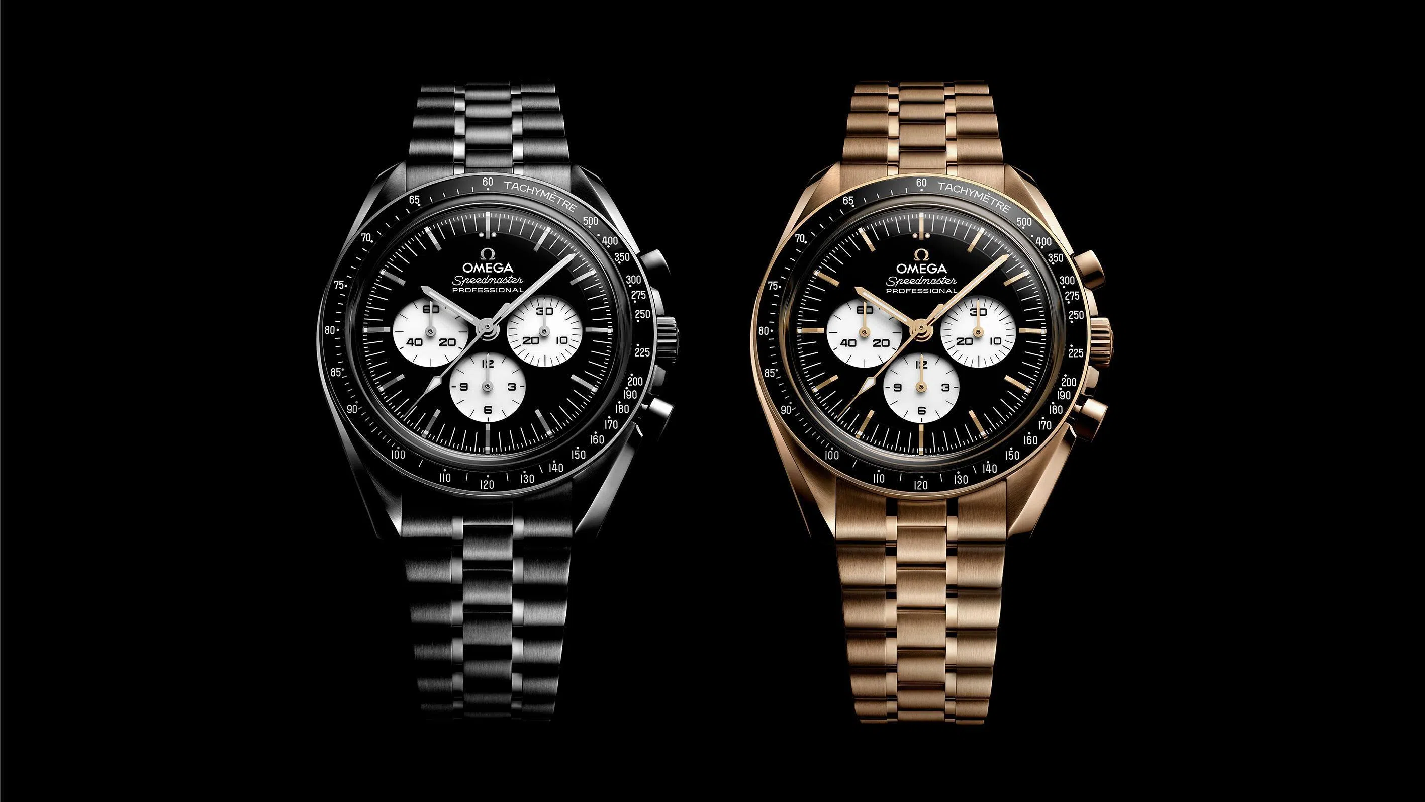 Omega’s two new 42mm Speedmaster models feature an inverted step-dial design.