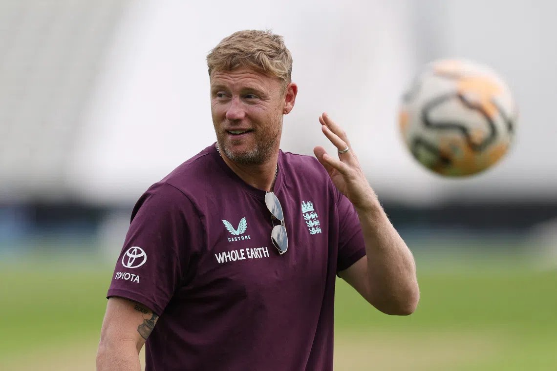 Cricket - Second Test - England Practice Session - Edgbaston Cricket Ground, Birmingham, Britain - July 1, 2025 England Lions coach Andrew Flintoff during practice Action Images via Reuters/Paul Childs