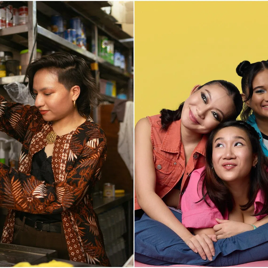 (From left) Sofie Buligis in Celup, Coco Wang Ling, Natalie Yeap and Melissa May Garcia in A Lesbian Love Story: The Musical