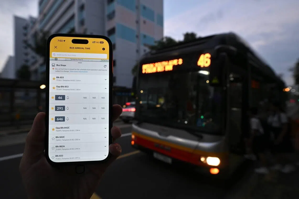 No bus timings were displayed on the MyTransport app.