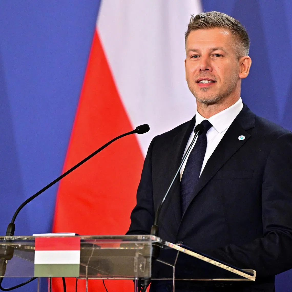 Hungary's Prime Minister Peter Magyar speaks during a press conference at a meeting of the Visegrad Group (V4) countries in Godollo, Hungary, June 23, 2026. REUTERS/Marton Monus