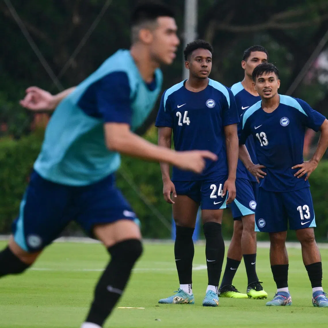 ST20241111_202413800203 dgsoc14 Azmi Athni/Deepanraj Ganesan//

Forwards Abdul Rasak (centre) and Taufik Suparno (right) training with The Lions at the Kallang Football Hub on Nov 11 ahead of the friendlies against Myanmar that will take place on Thursday, Nov 14, 2024. 

ST PHOTO: AZMI ATHNI