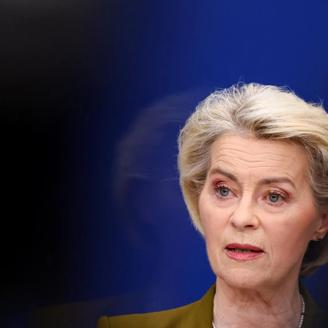 European Commission President Ursula von der Leyen speaks to the press on the 21st sanctions package against Russia in Brussels, Belgium, June 9, 2026. REUTERS/Yves Herman
