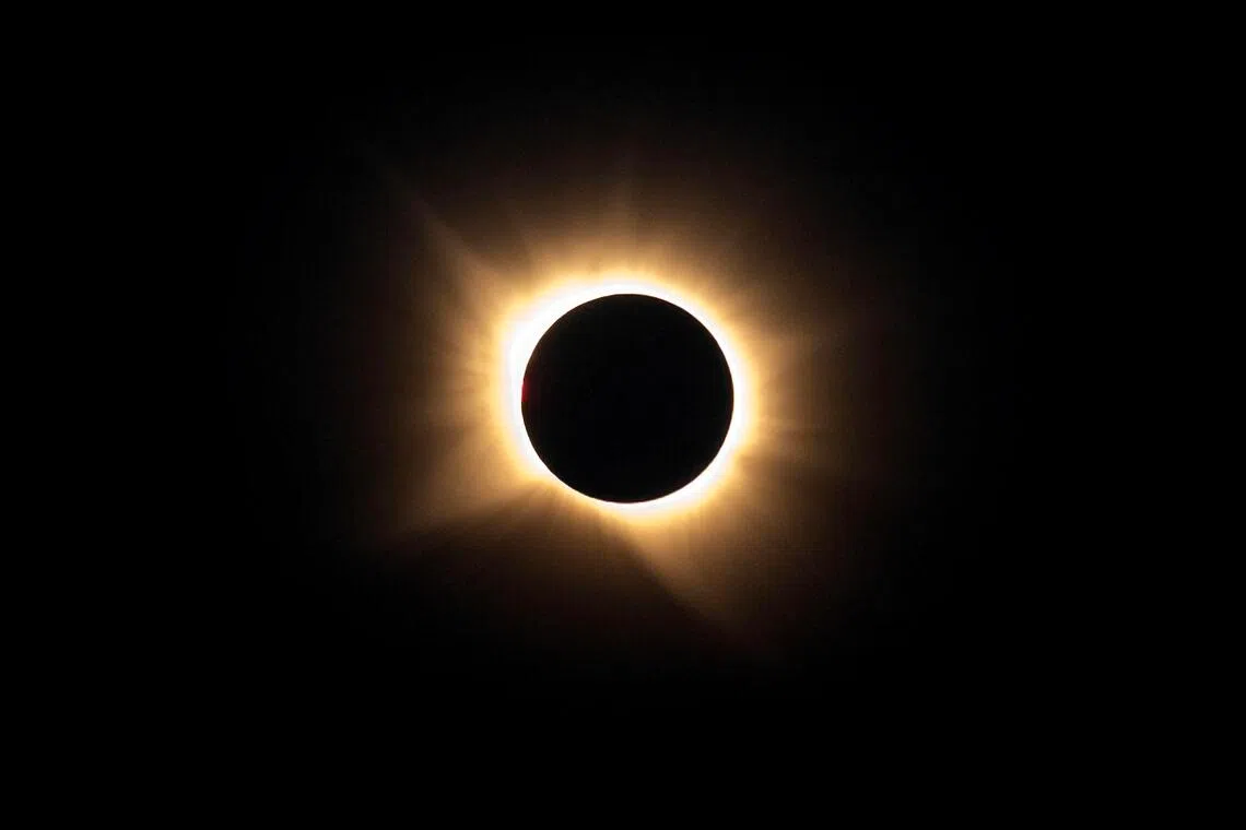 A total solar eclipse seen from Castrillo de la Reina, Spain, on Aug 12.