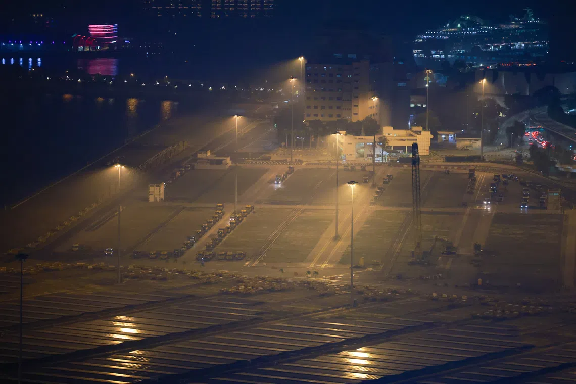 Hazy conditions at Keppel Terminal at 7.30pm on Oct 9.
