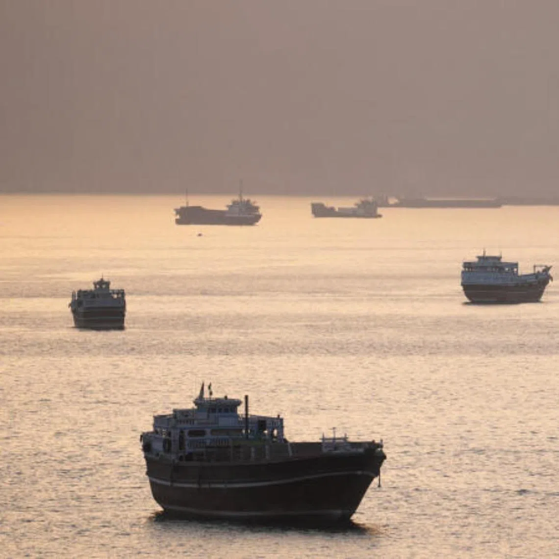 Ships and boats in the Strait of Hormuz, Musandam, Oman, on May 1.