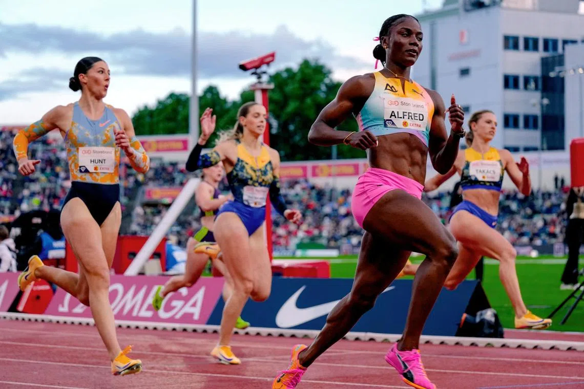 Athletics - Diamond League - Oslo - Bislett Stadium, Oslo, Norway - June 10, 2026 Saint Lucia's Julien Alfred wins the women's 100m final Heiko Junge/NTB via REUTERS