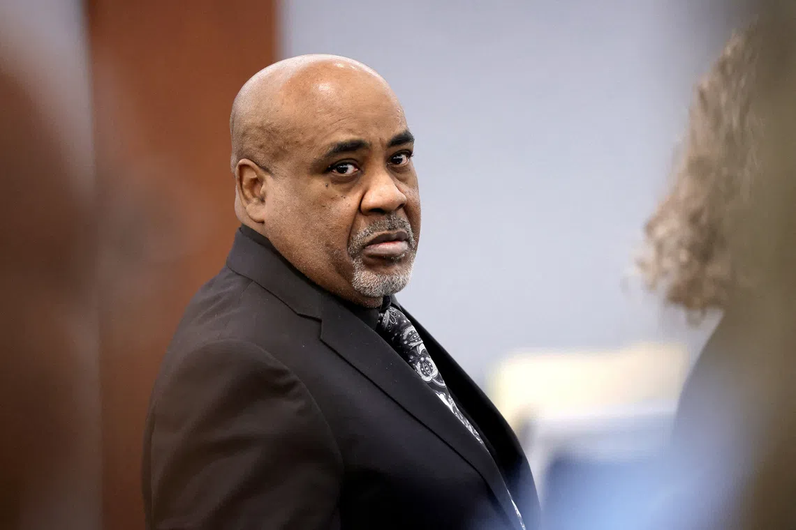 Duane Davis stands during a break in closing arguments in his murder trial, related to the 1996 killing of rapper Tupac Shakur, in Clark County District Court at the Regional Justice Center in Las Vegas, Nevada, U.S., August 31, 2026.  REUTERS/Steve Marcus/Pool