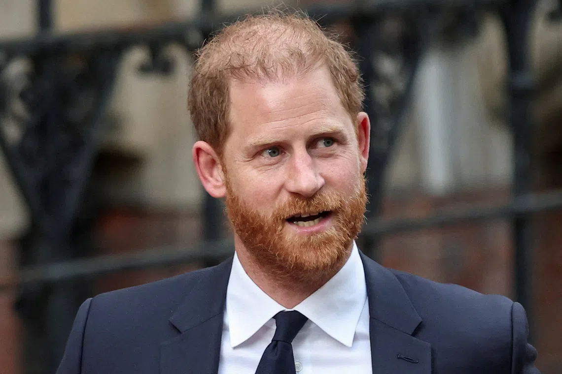 FILE PHOTO: Britain's Prince Harry leaves High Court in London, Britain, January 20, 2026. REUTERS/Toby Melville/File Photo