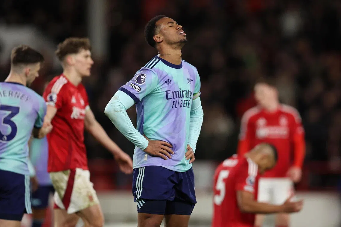 Arsenal's Gabriel Magalhaes looking dejected after the match.