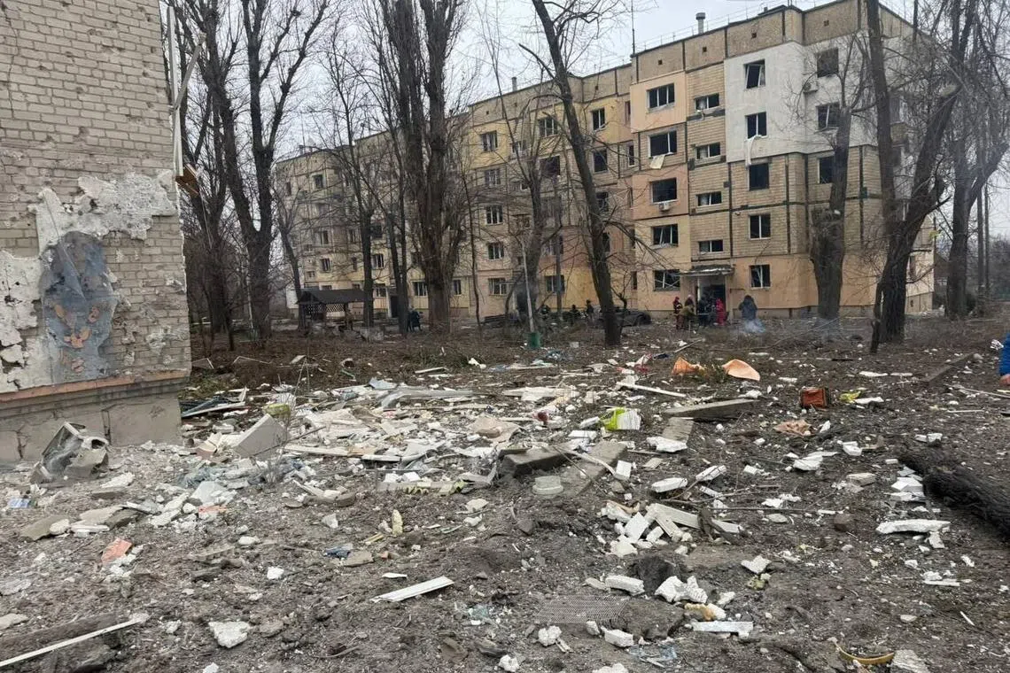 A view shows a residential building damaged during a Russian missile attack, amid Russia's attack on Ukraine, in the city of Kryvyi Rih.