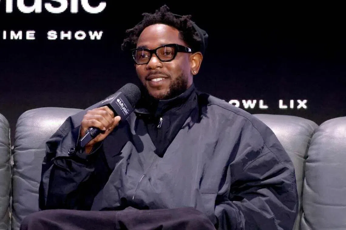 Rapper Kendrick Lamar speaks during the Super Bowl pre-game and Apple Music Super Bowl Halftime show press Conference at Ernest N. Morial Convention Center on Feb 06, 2025 in New Orleans, Louisiana. 